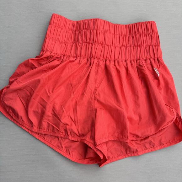 Free People Shorts Women M FP Movement The Way Home Orange Red Stretch High Rise - Picture 1 of 7
